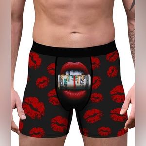 NWOT Men Lipstick Kisses Money Talks Funny Boxer Briefs XL